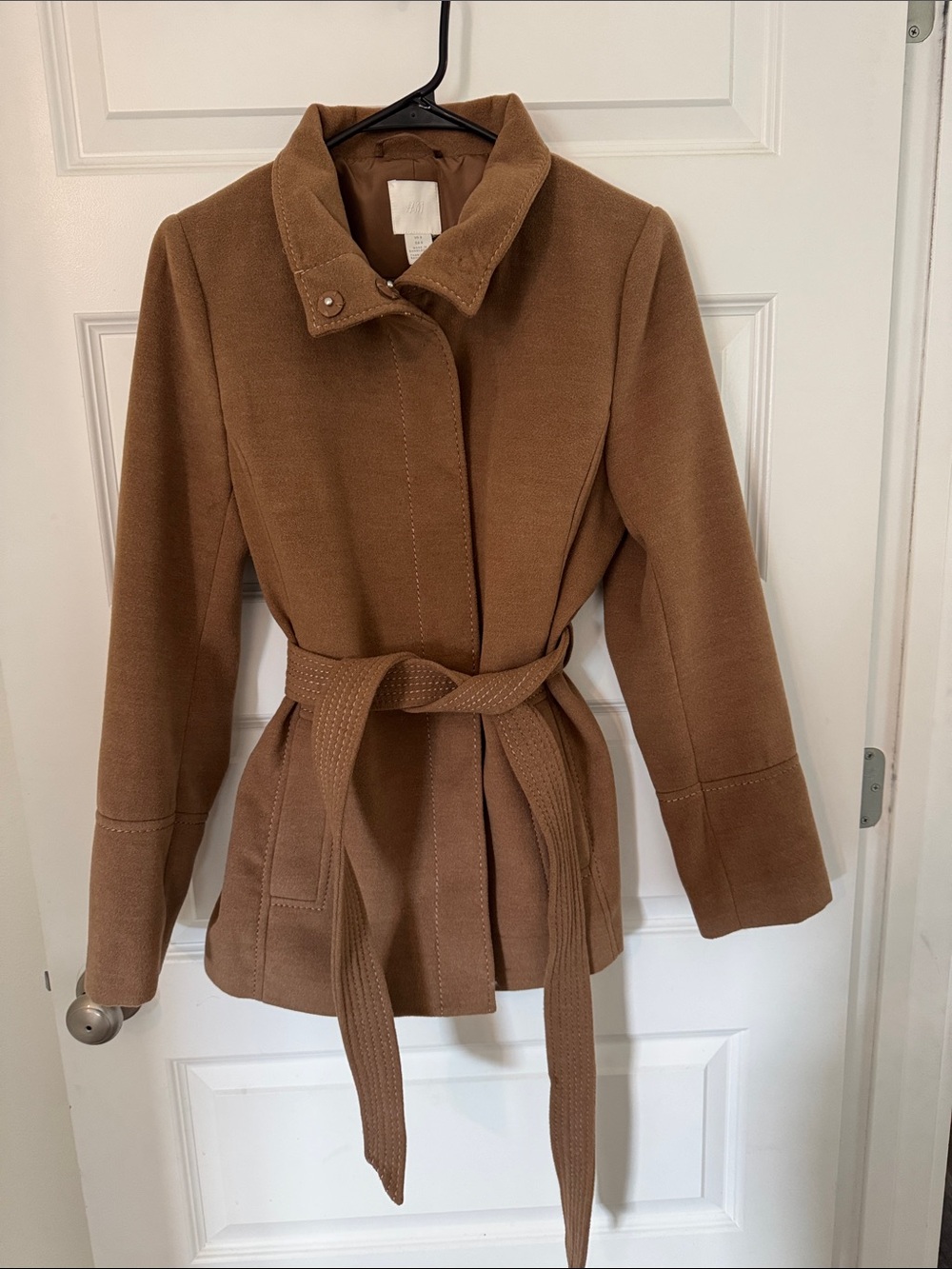 Women’s Belted Camel Wool-Blend Coat